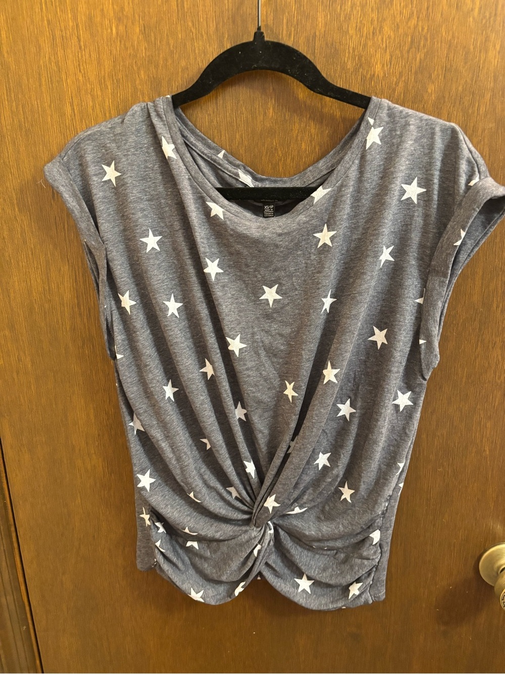 Lucky Brand Heather blue Star-Print Twist Front Tee